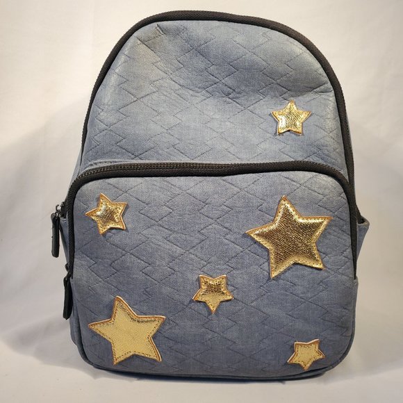 Blue and Gold Stars Backpack Purse - Picture 1 of 5